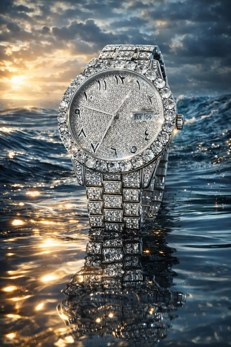 Khrist Silver Analog Stone Studded Watches for Women - Image 4 in Pune